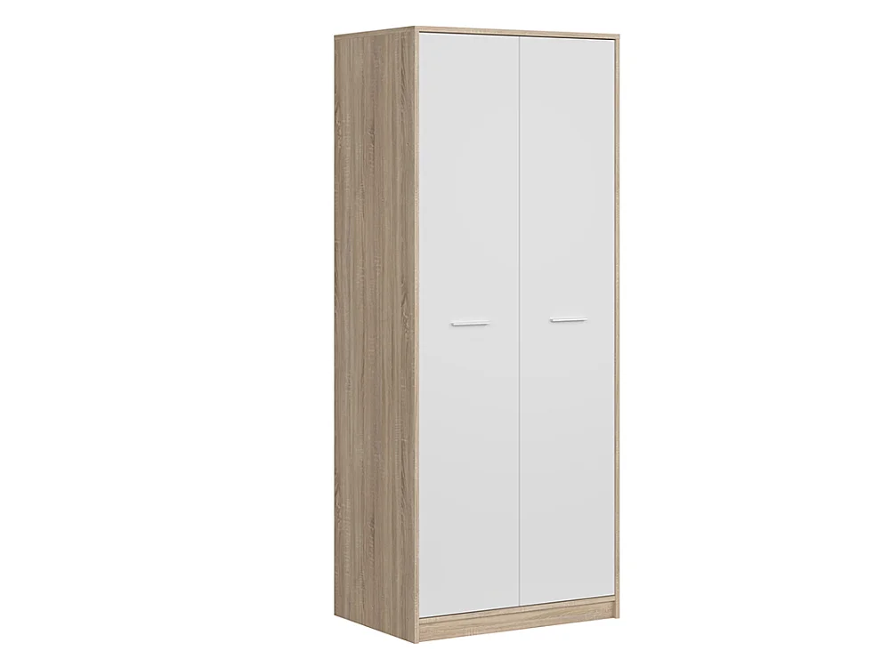Szafa Nubo 80x197x54cm - 2 drzwi 1 półka wieszak - do sypialni - dąb sonoma/biały