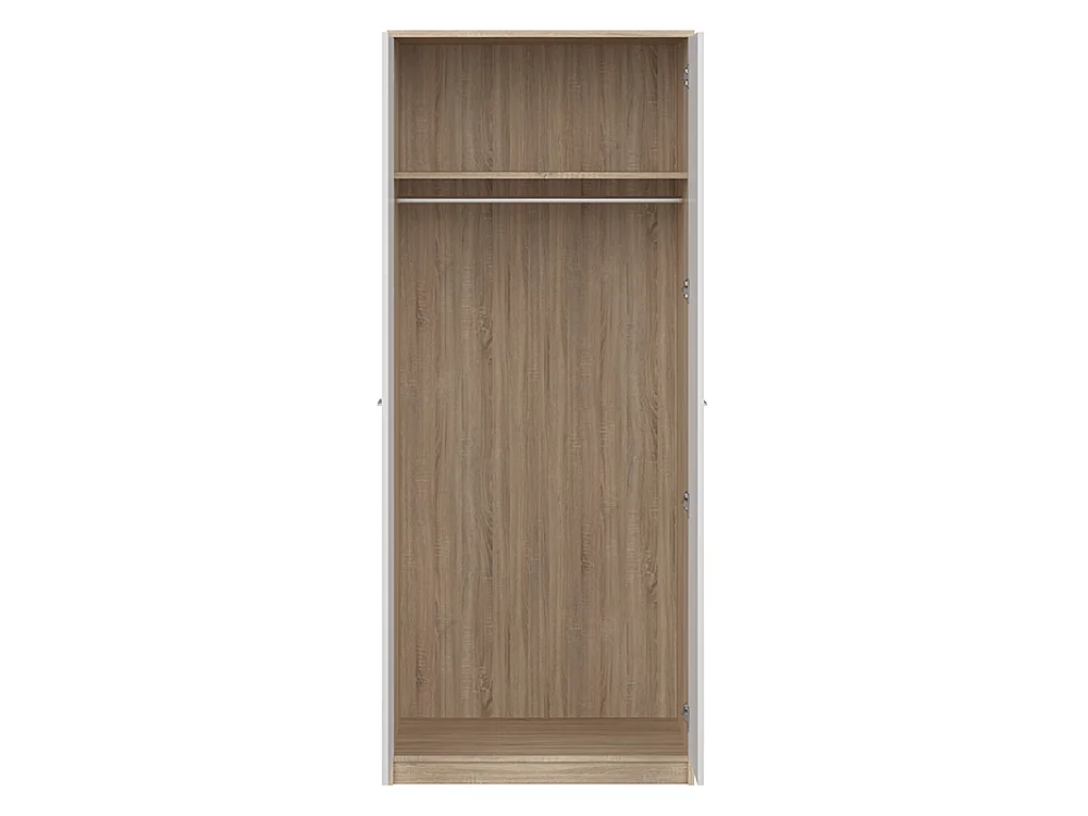 Szafa Nubo 80x197x54cm - 2 drzwi 1 półka wieszak - do sypialni - dąb sonoma/biały