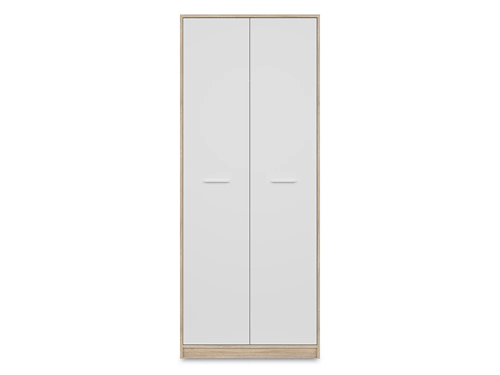 Szafa Nubo 80x197x54cm - 2 drzwi 1 półka wieszak - do sypialni - dąb sonoma/biały