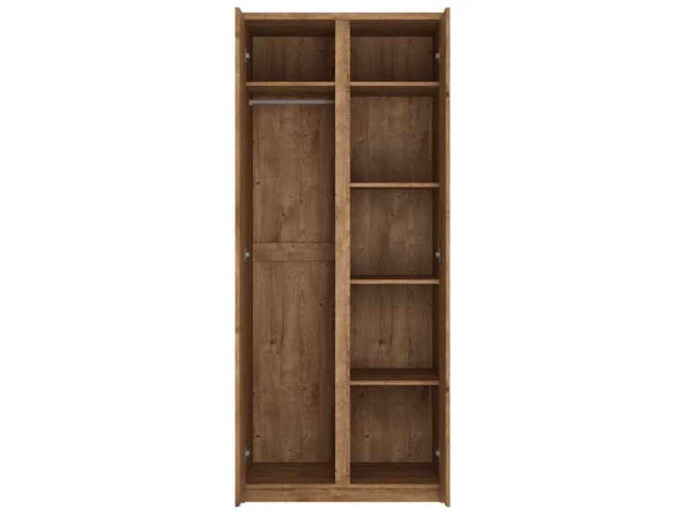 Szafa Fribo 83x200x58cm - bezuchwytowa - drążek - 5 półek - sypialnia - dąb ribbeck