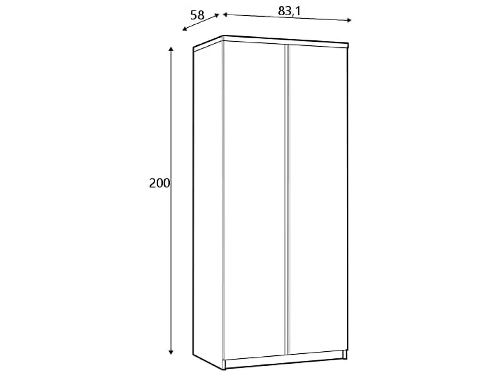 Szafa Fribo 83x200x58cm - bezuchwytowa - drążek - 5 półek - sypialnia - dąb ribbeck