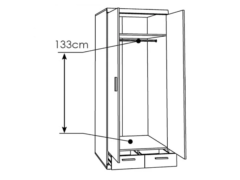 Szafa Imperial 80x195x61cm - drążek - 2 szuflady - sypialnia przedpokój - orzech