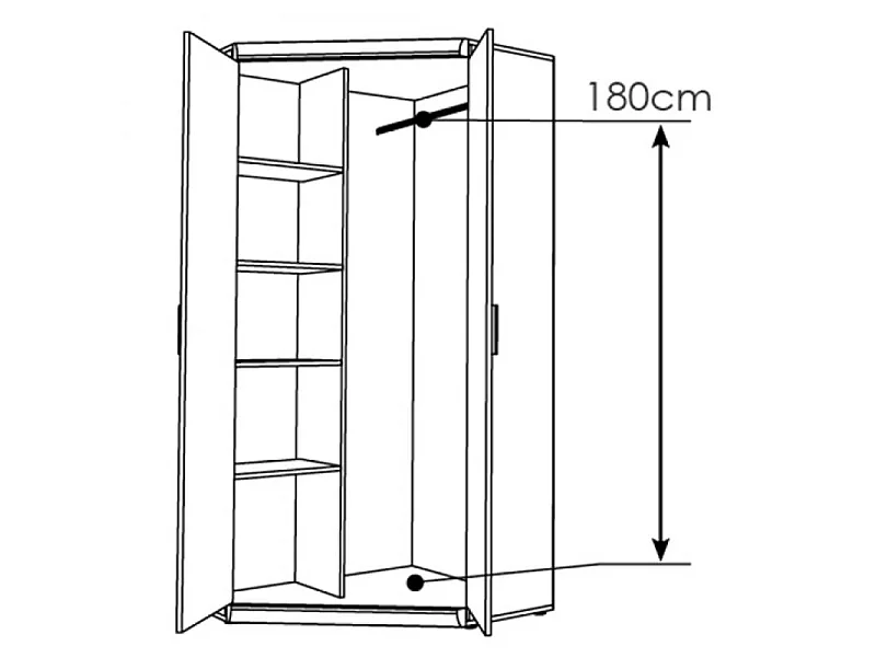 Szafa Imperial 93x195x93cm - 2 drążki - półki - sypialnia garderoba - orzech
