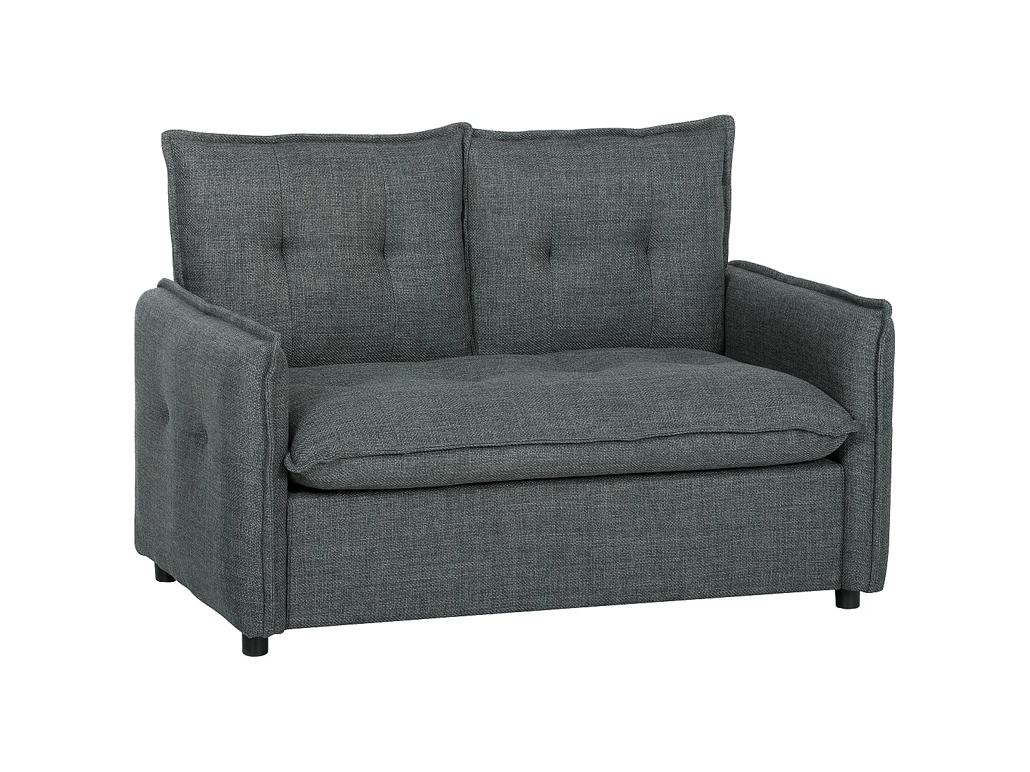 Canapé 2 places compact 131 cm effet capitonné polyester coton anthracite