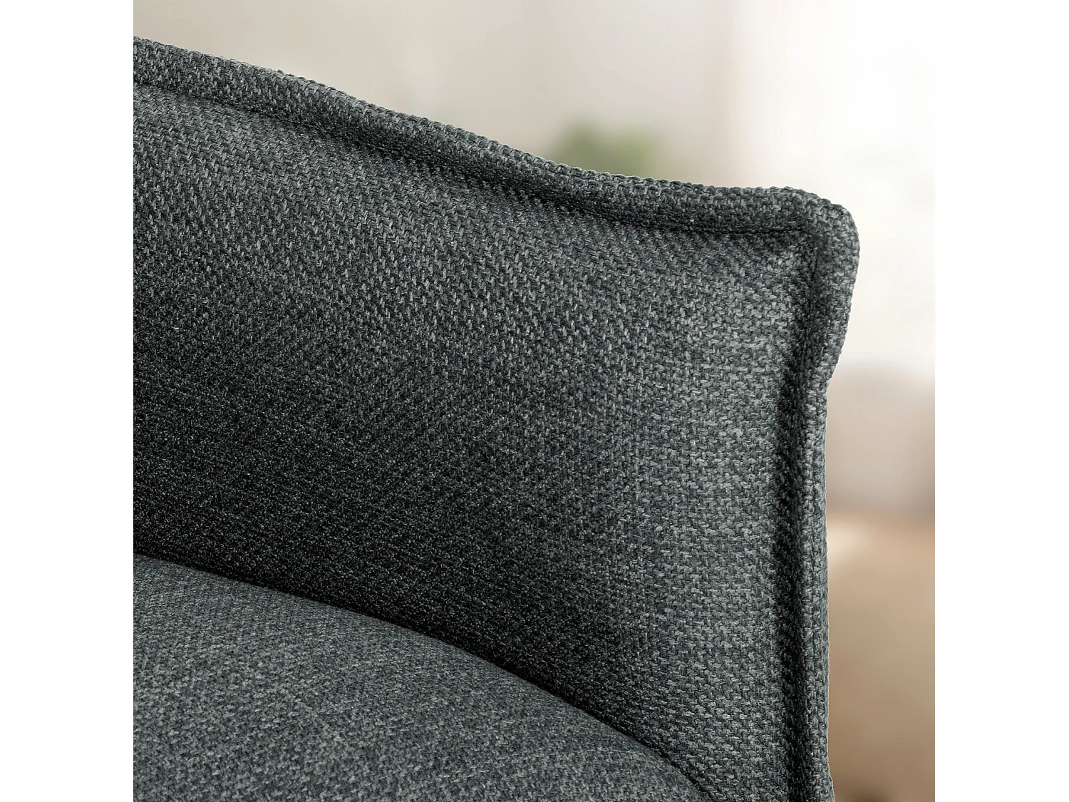 Canapé 2 places compact 131 cm effet capitonné polyester coton anthracite