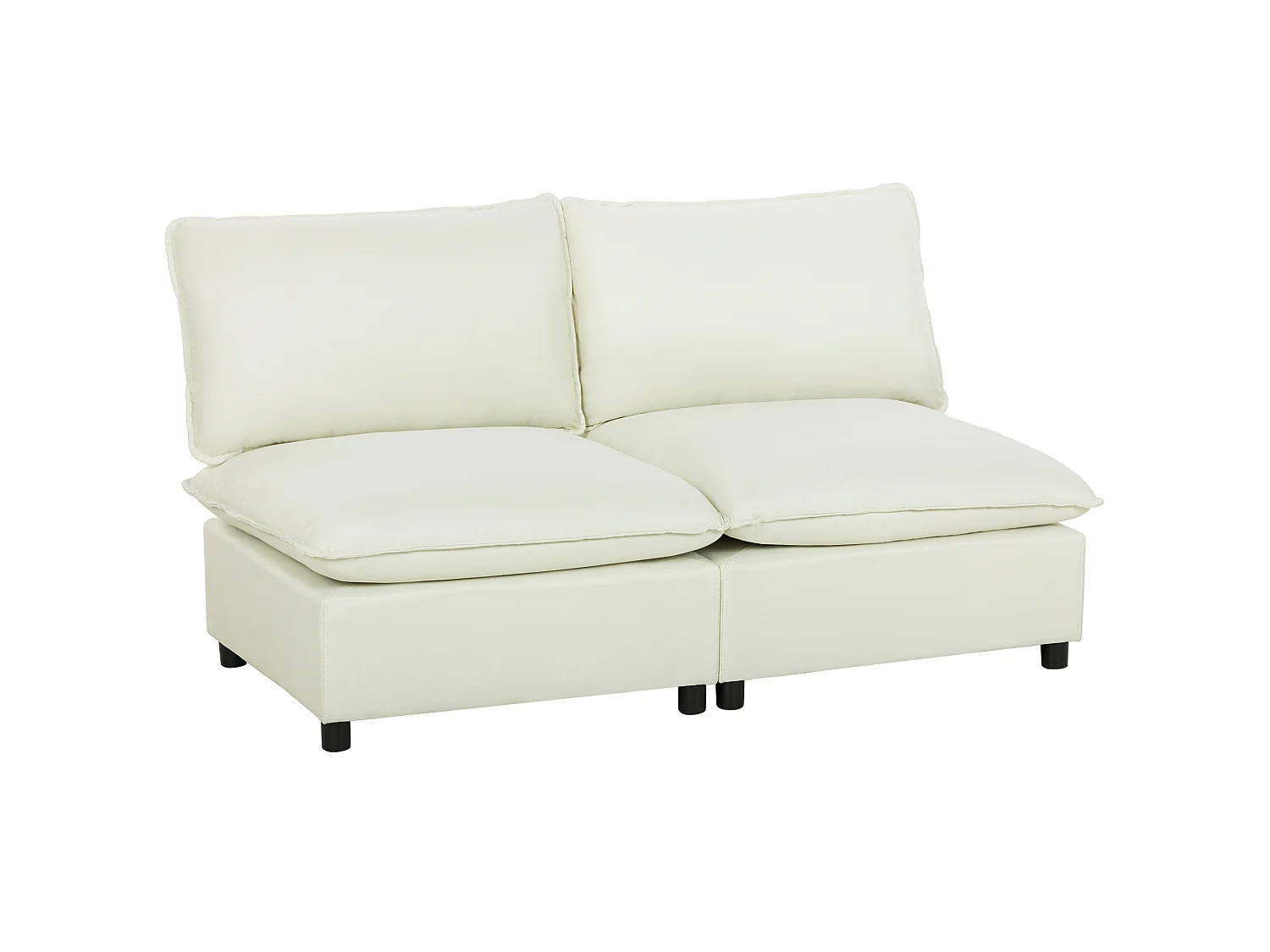 Canapé 2 places modulable 146 cm grand confort tissu crème