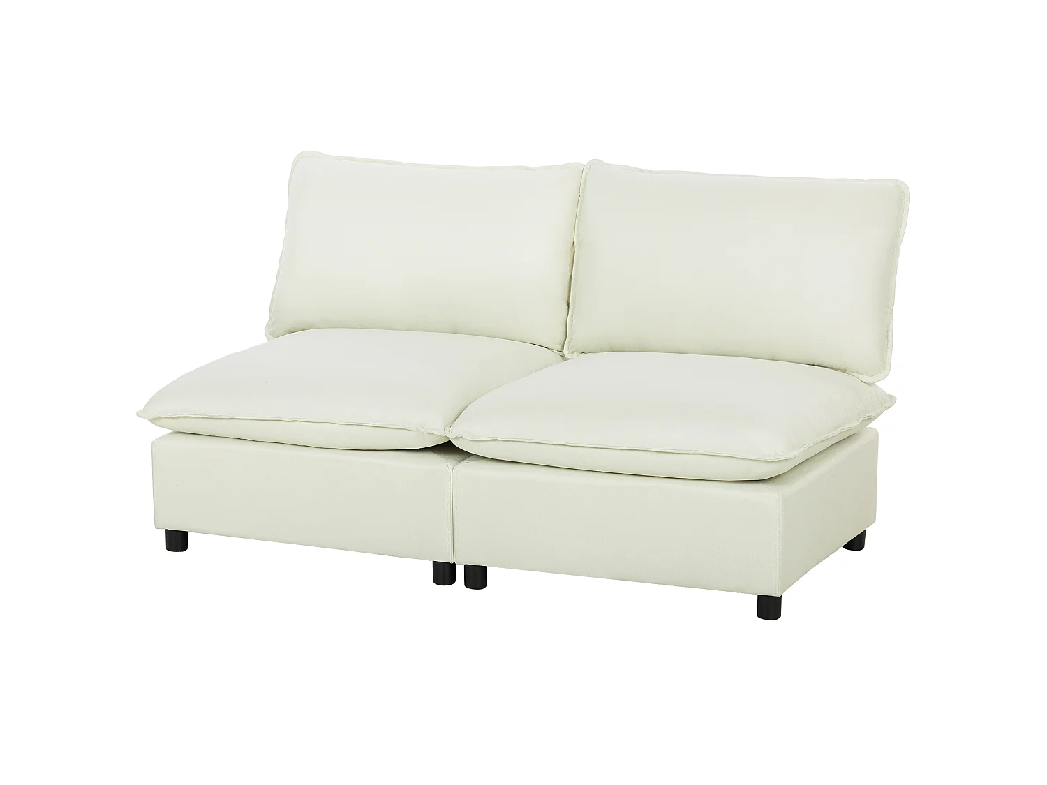 Canapé 2 places modulable 146 cm grand confort tissu crème