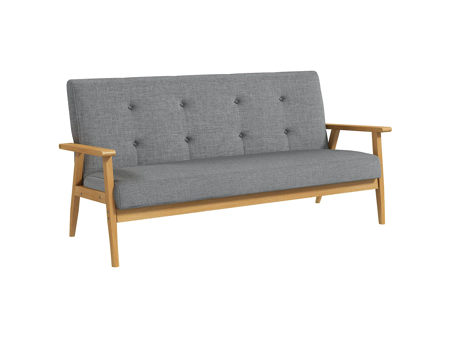 Canapé 3 places style scandinave bois tissu gris