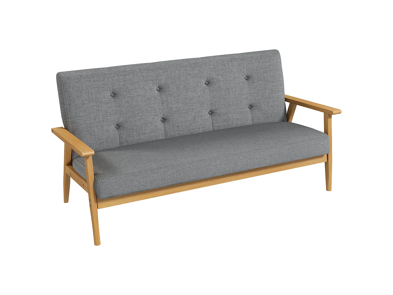 Canapé 3 places style scandinave bois tissu gris