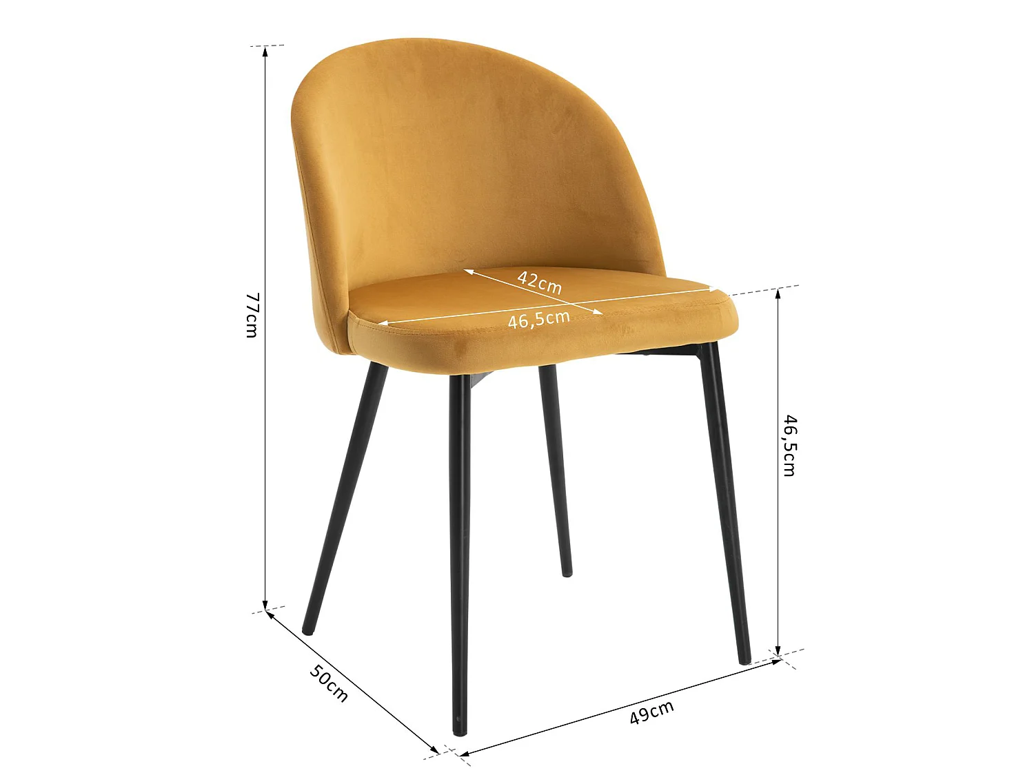 Lot de 2 chaises – Design scandinave – Assise velours