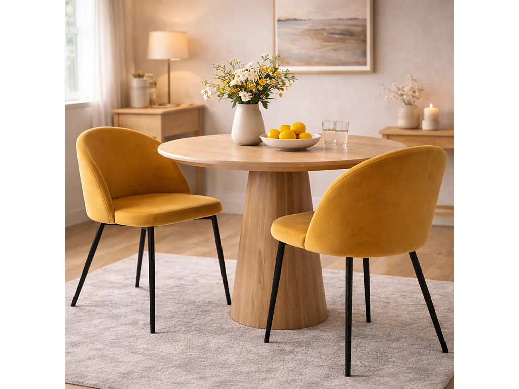 Lot de 2 chaises – Design scandinave – Assise velours