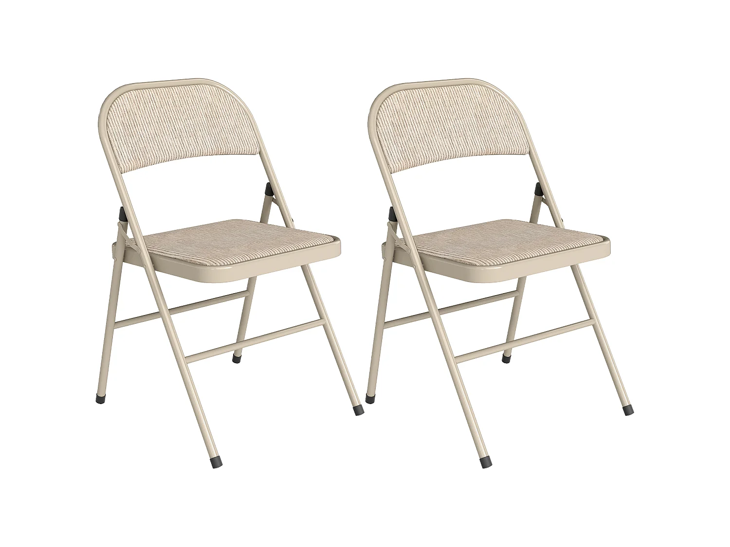 Lot de 2 chaises pliantes assise dossier rembourrés acier tissu toucher lin beige