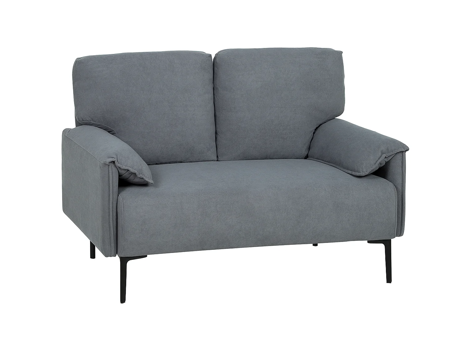 Canapé 2 places design moderne velours gris piètement métal noir
