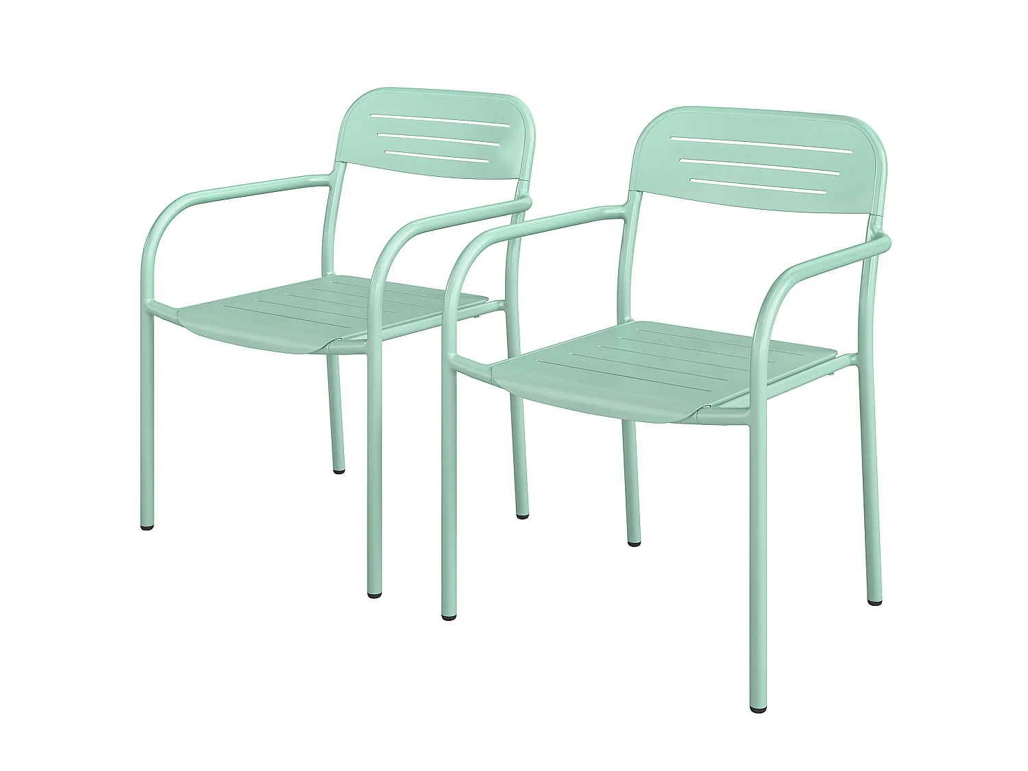 Lot de 2 chaises de jardin empilables métal vert d'eau