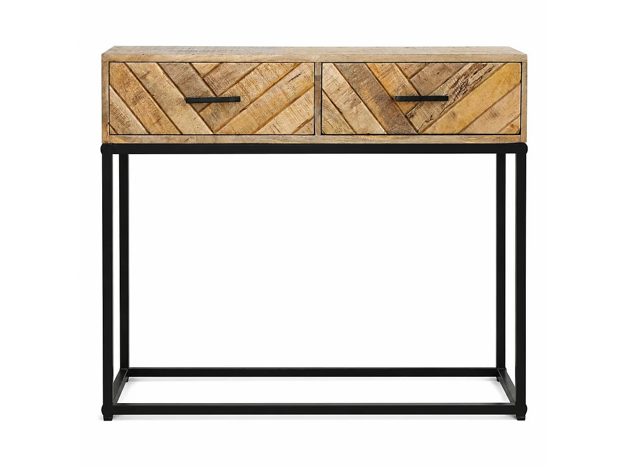 Console d'entrée en bois de manguier 2 tiroirs BRIX