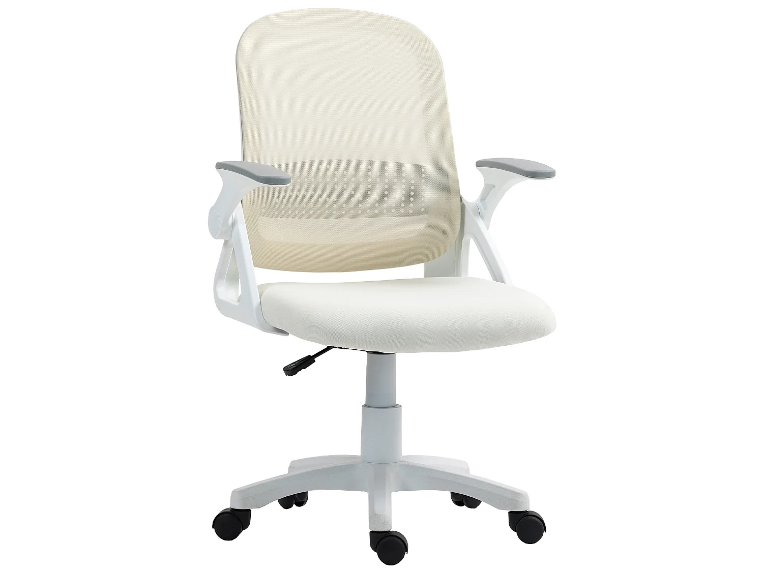 Chaise de bureau pivotante ergonomique accoudoirs rabattables maille blanc