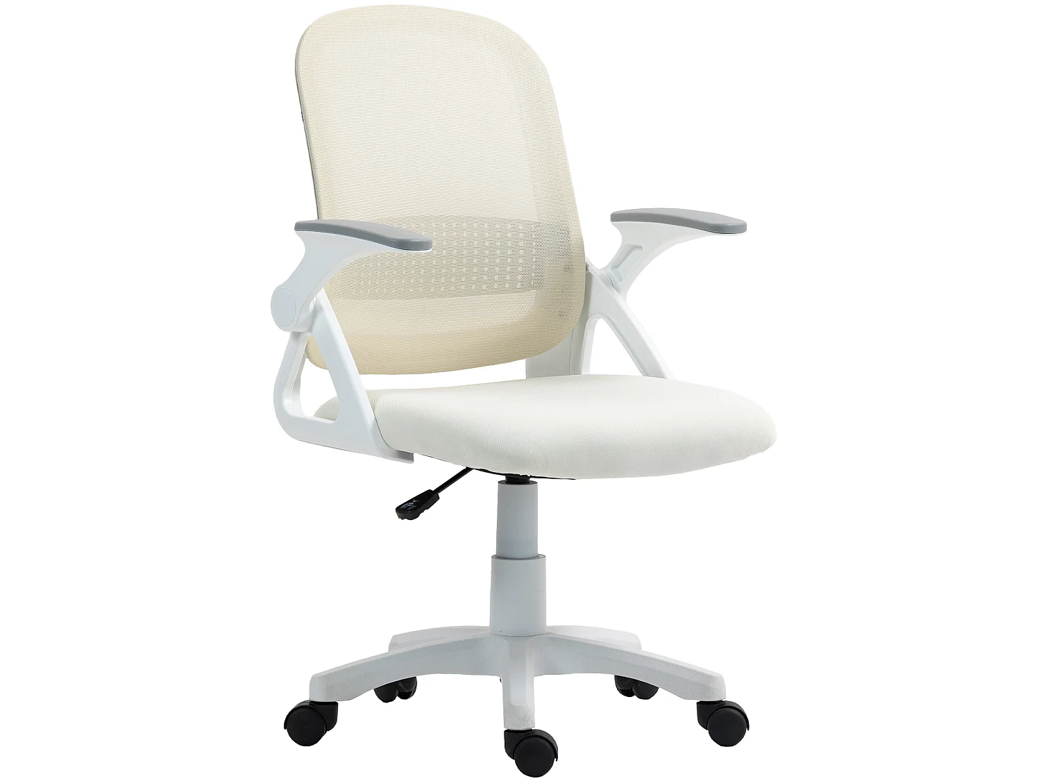 Chaise de bureau pivotante ergonomique accoudoirs rabattables maille blanc