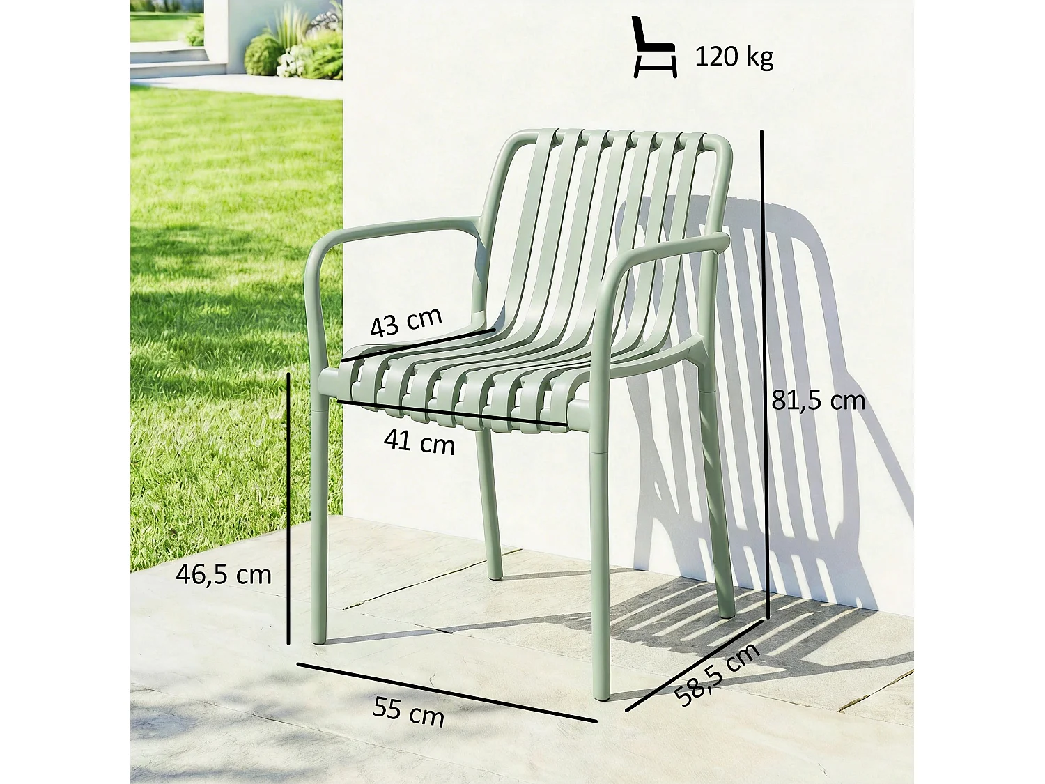Lot de 4 chaises de jardin empilables vert