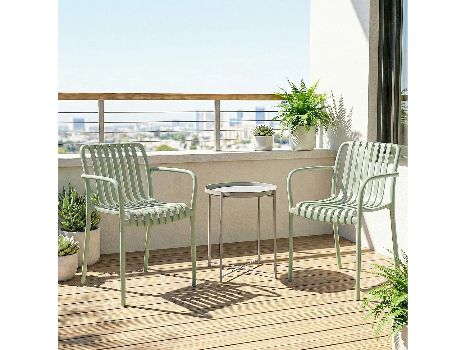 Lot de 4 chaises de jardin empilables vert