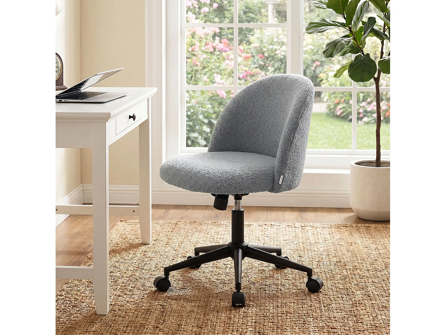 Chaise de bureau pivotante réglable bouclette gris
