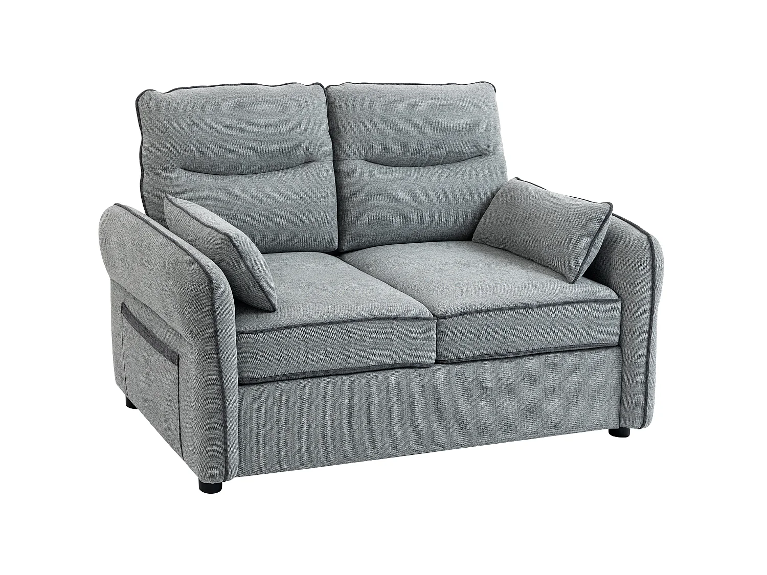 Canapé 2 places moderne haut dossier grand confort 2 coussins poche rangement velours gris