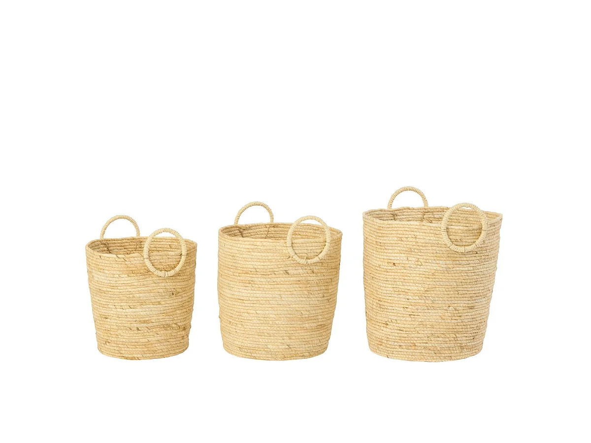 Lot de 3 Paniers Enfant "Derrick" 38cm Naturel