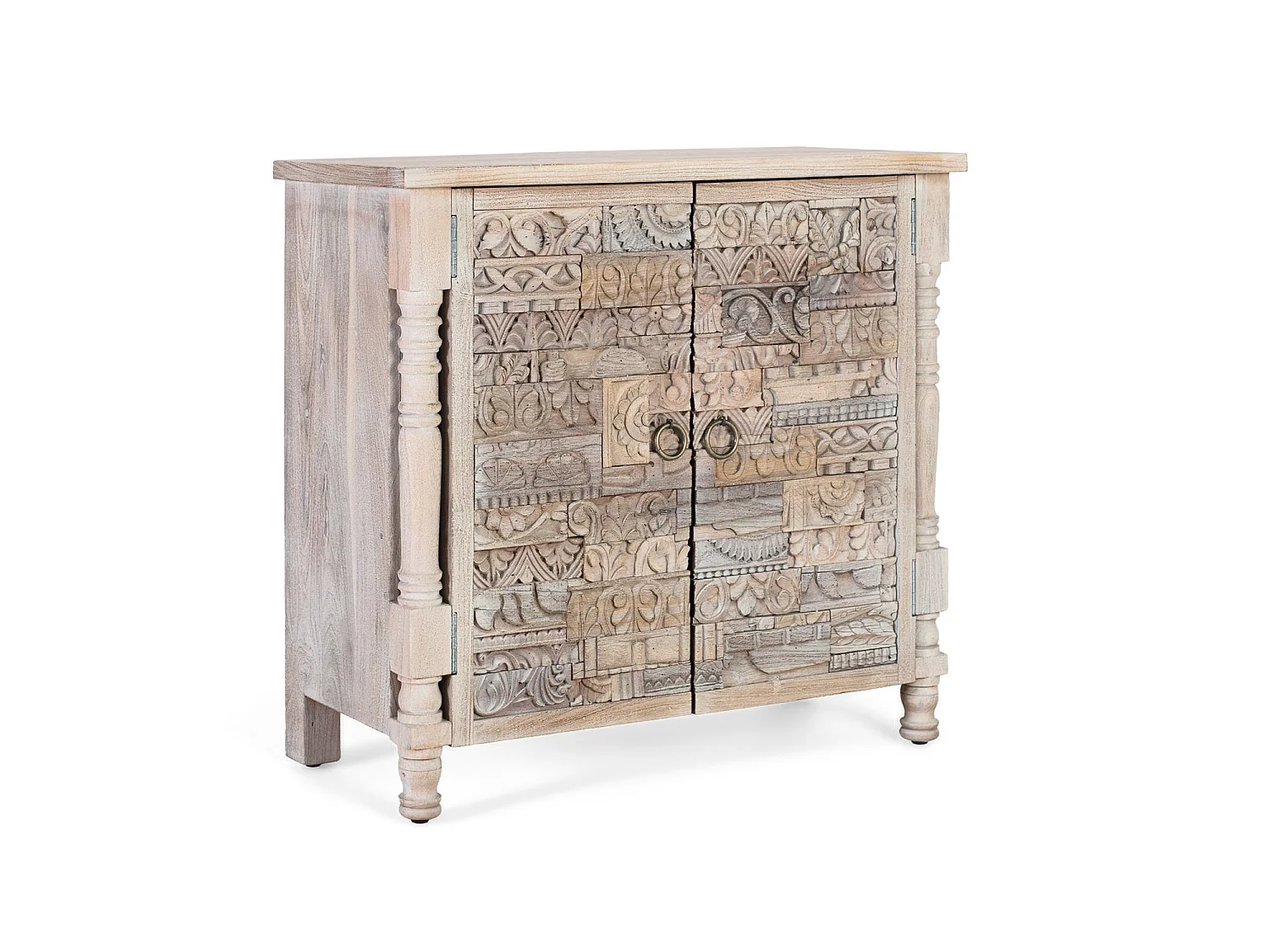 Buffet en chêne recyclé de 90 cm, style bohème ethnique