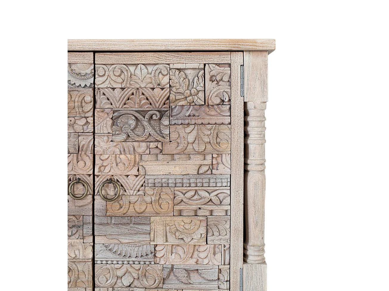 Buffet en chêne recyclé de 90 cm, style bohème ethnique