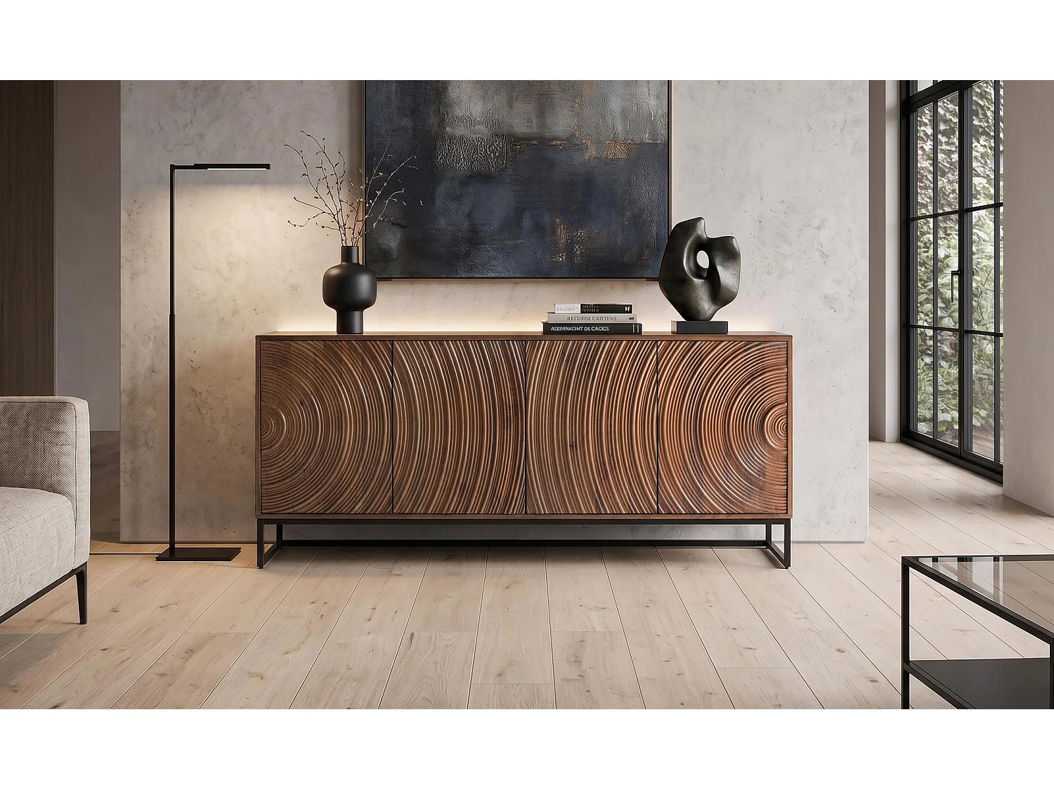 Buffet en bois de manguier, 170 cm, style moderne