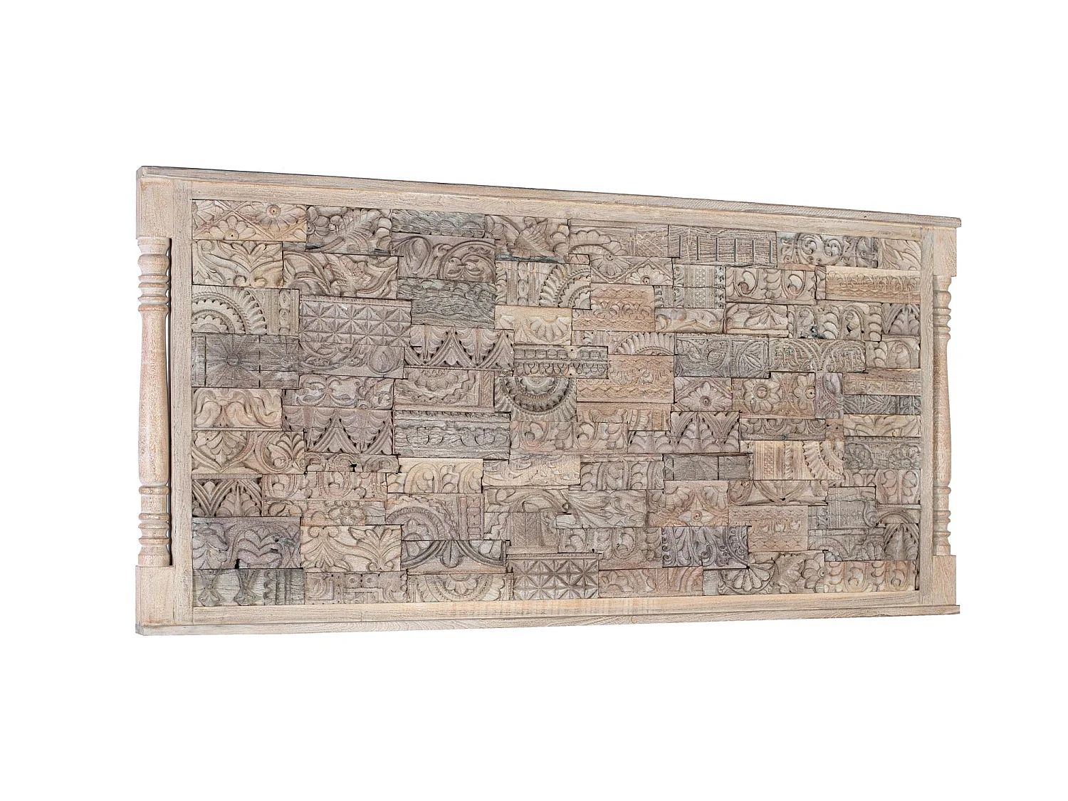 Tête de lit en chêne recyclé, 167 cm, style bohème ethnique