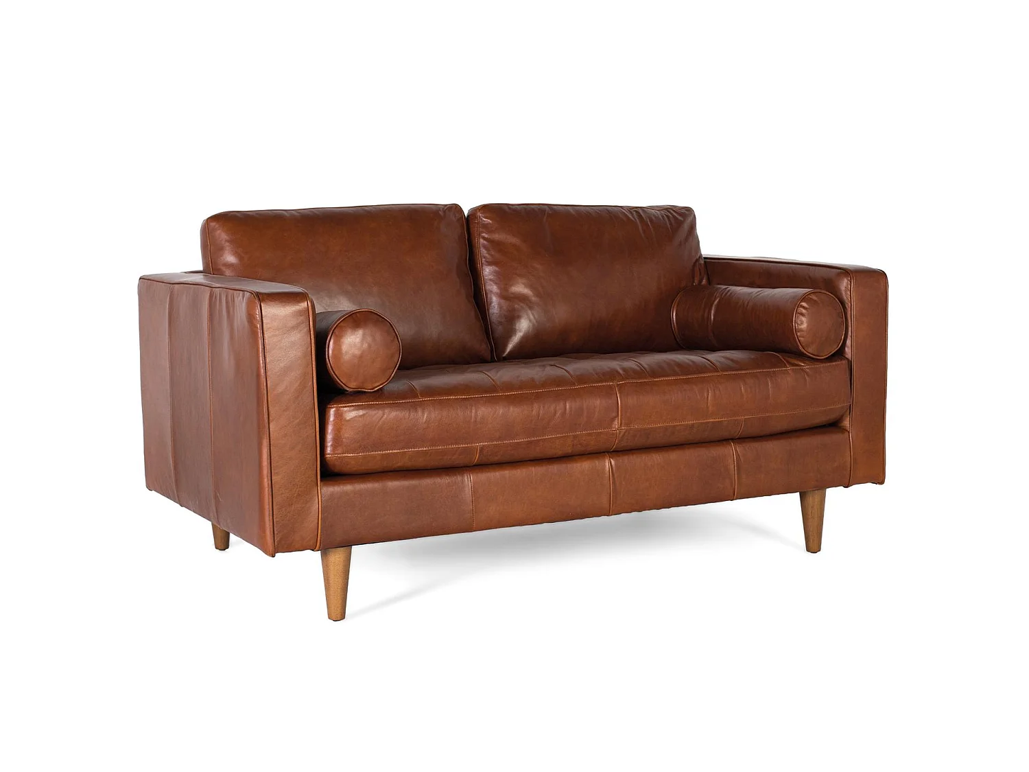 Canapé en cuir véritable avec structure en bois 164 cm
