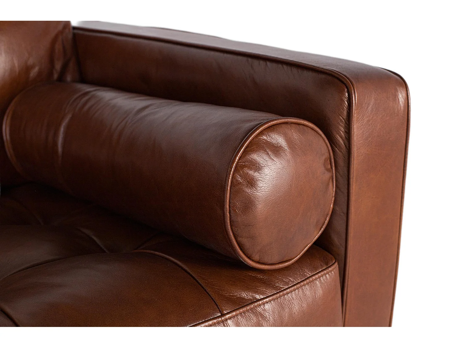 Canapé en cuir véritable avec structure en bois 164 cm