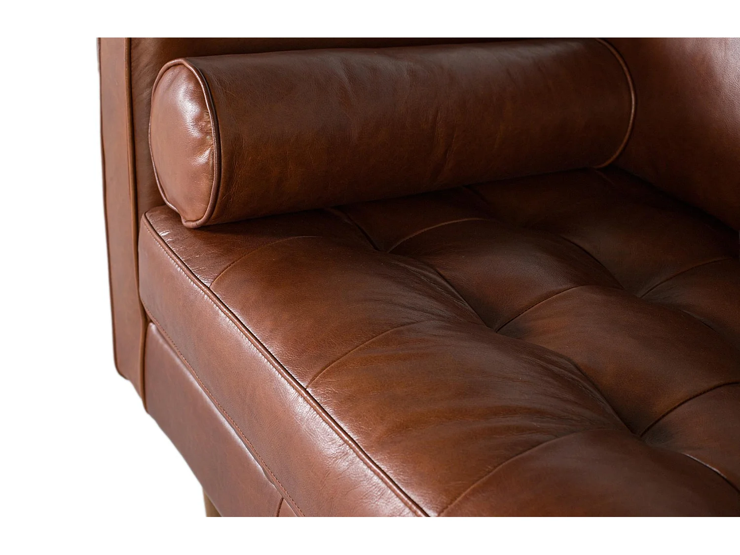 Canapé en cuir véritable avec structure en bois 164 cm