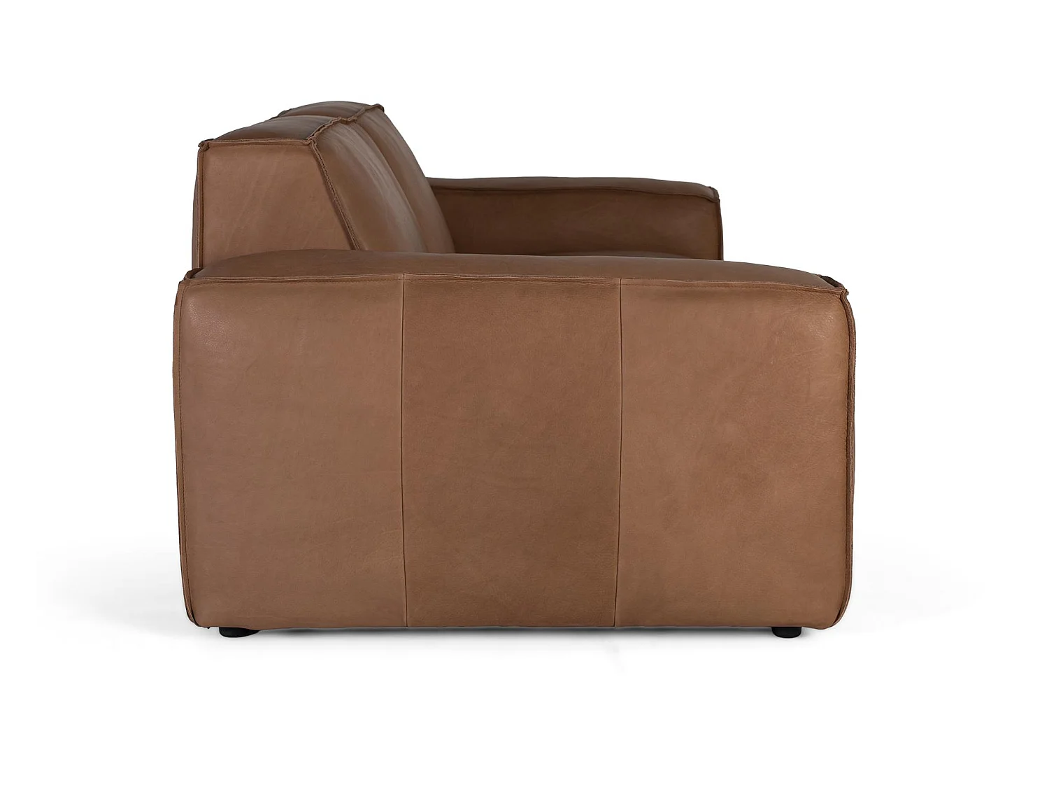 Canapé en cuir véritable avec structure en bois, 224 cm, style moderne contemporain