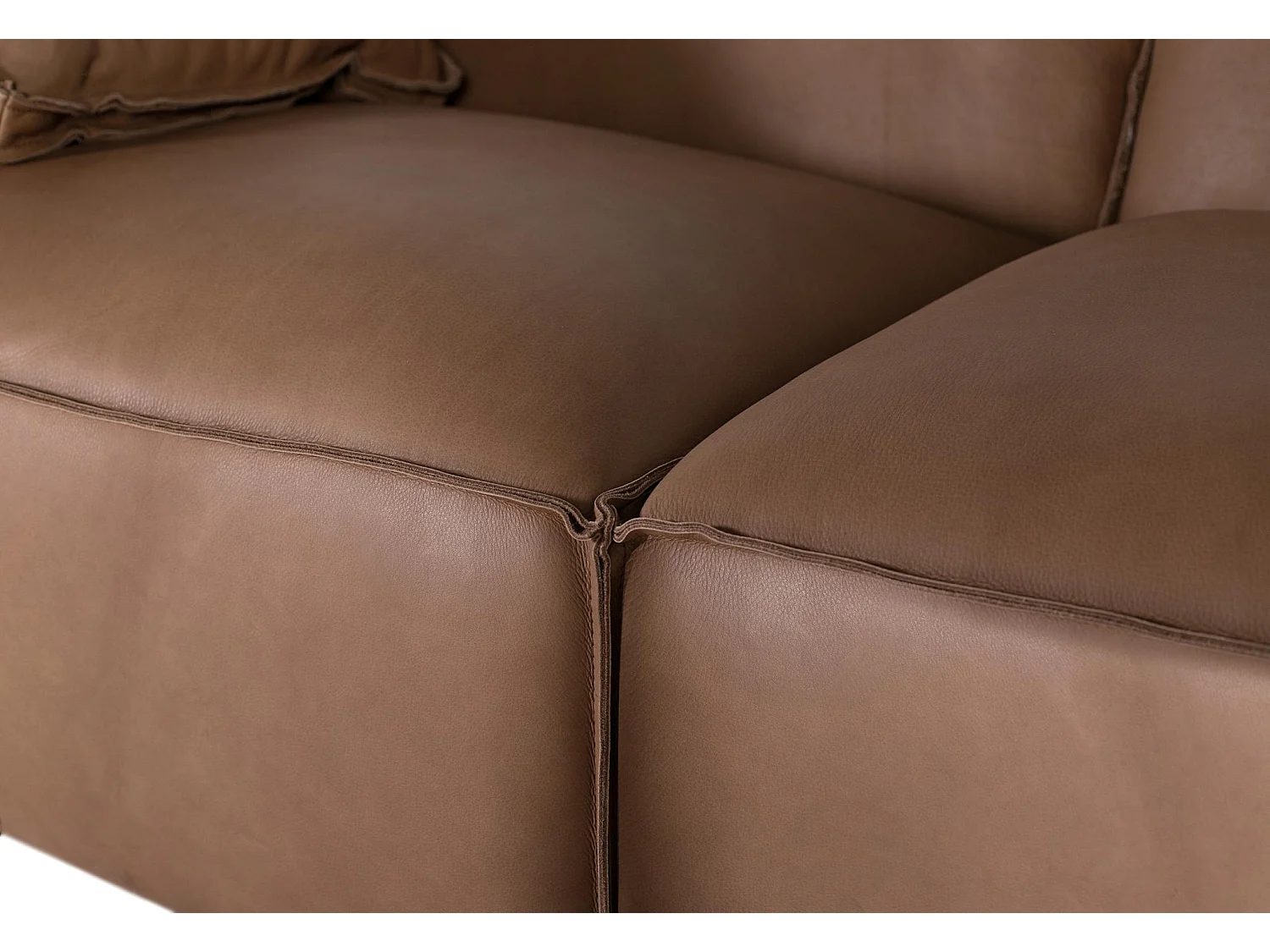 Canapé en cuir véritable avec structure en bois, 224 cm, style moderne contemporain