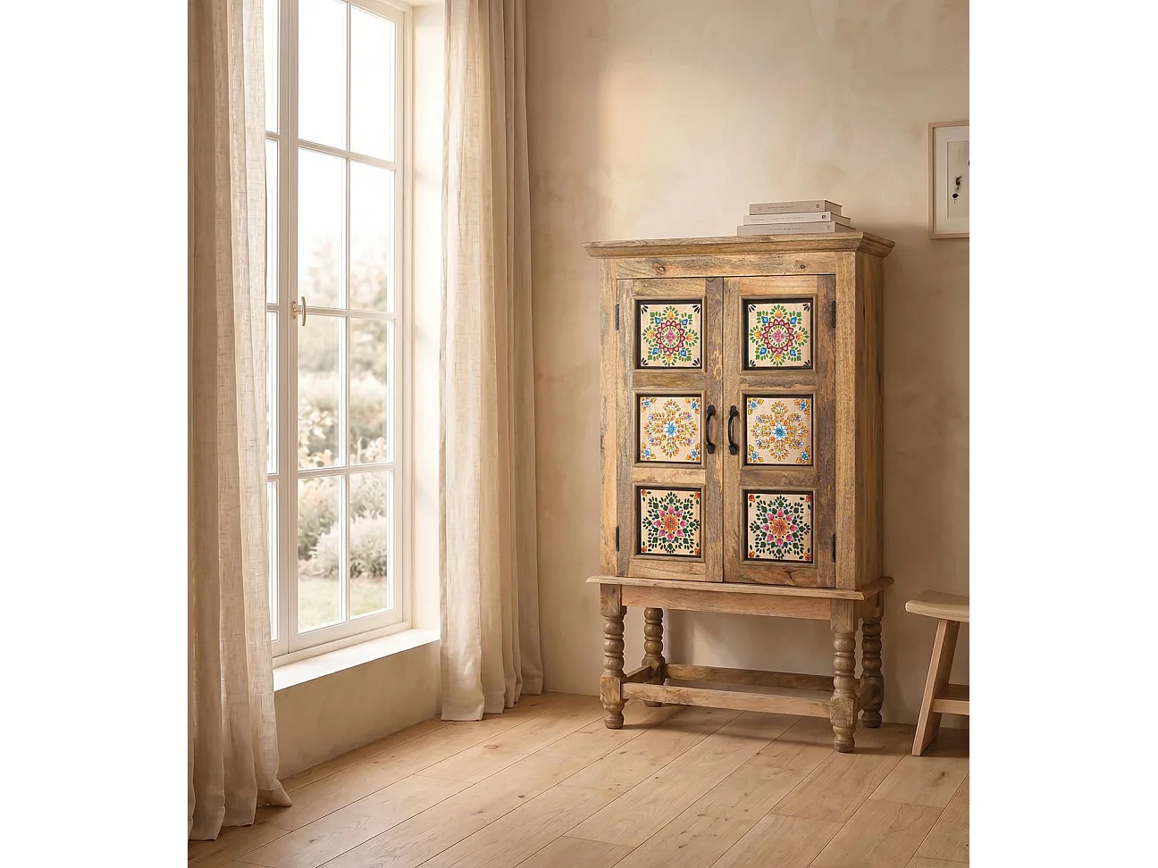 Kast van mangohout, 82 cm, etnisch stijl
