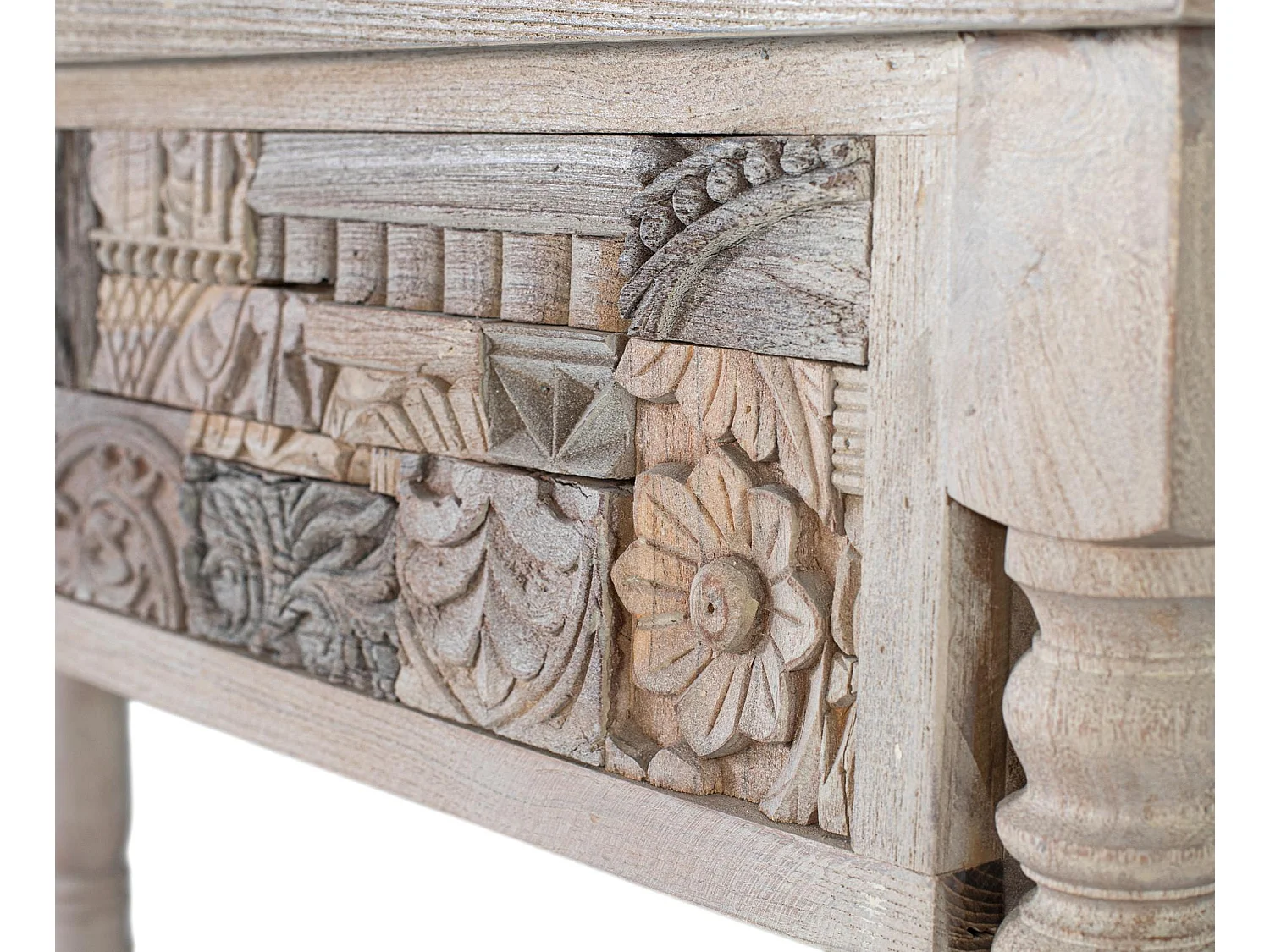 Consola de madera de roble recuperada 120cm Estilo Boho Étnico