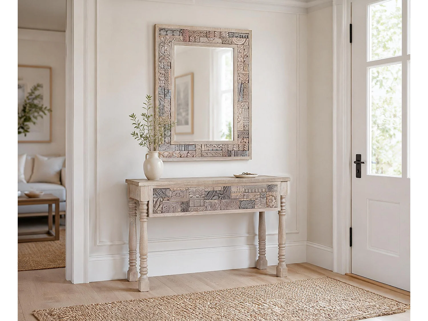 Consola de madera de roble recuperada 120cm Estilo Boho Étnico