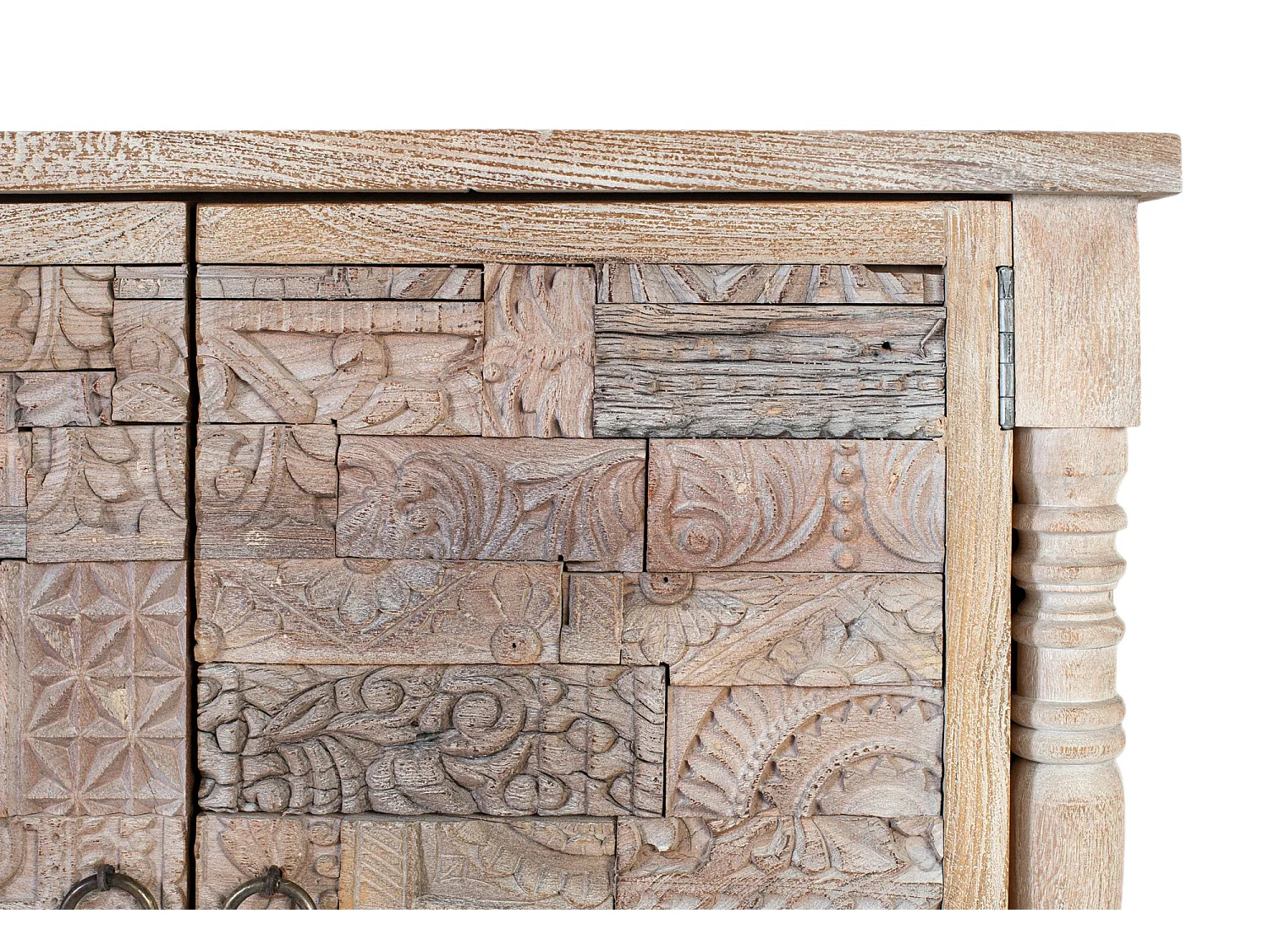 Buffet en chêne recyclé 180 cm, style bohème ethnique