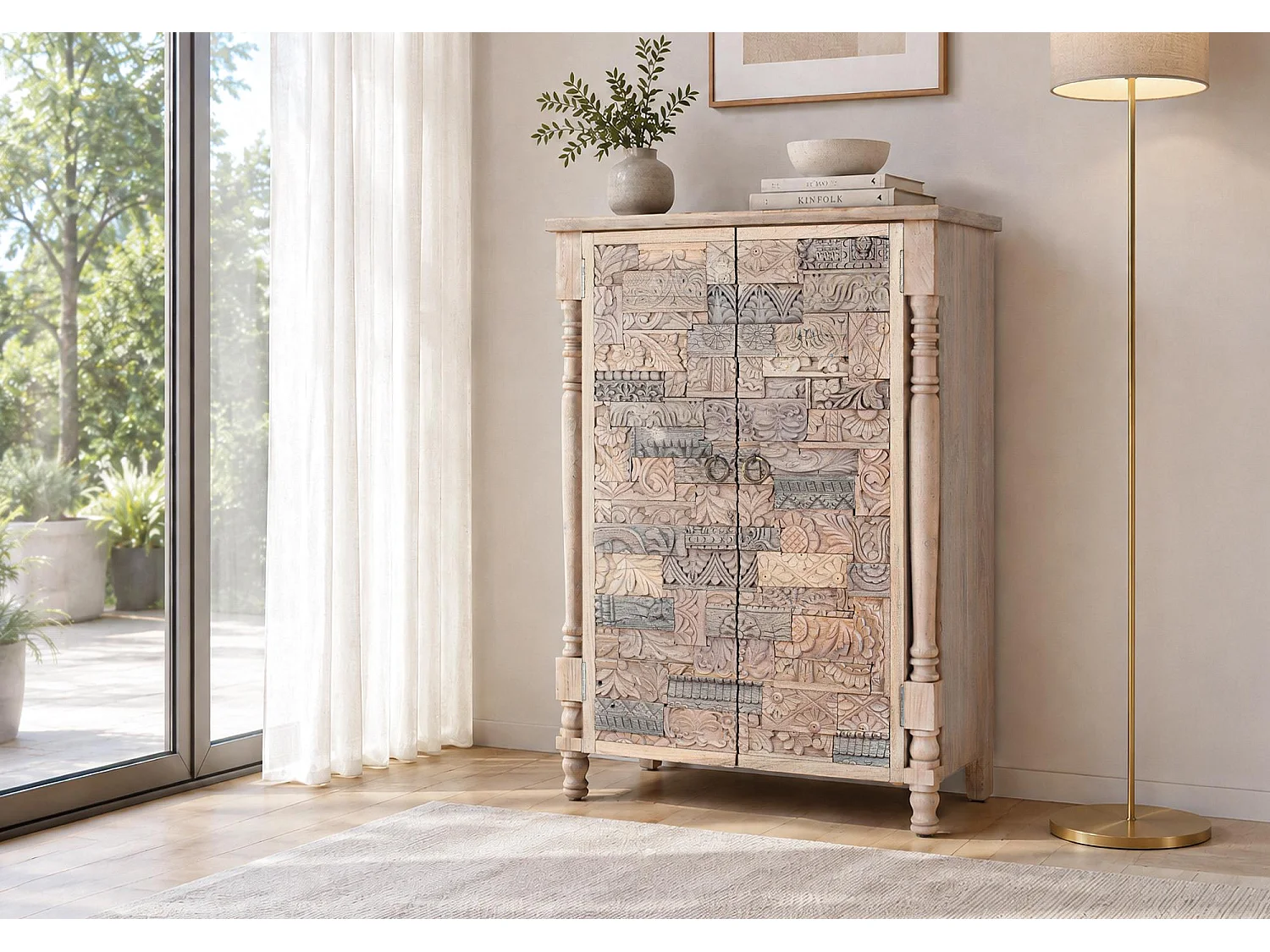 Armario de madera de roble recuperada 85cm Estilo Boho Étnico