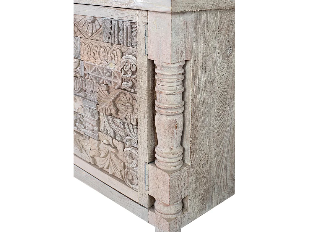 Meuble TV en chêne recyclé 150 cm, style bohème ethnique