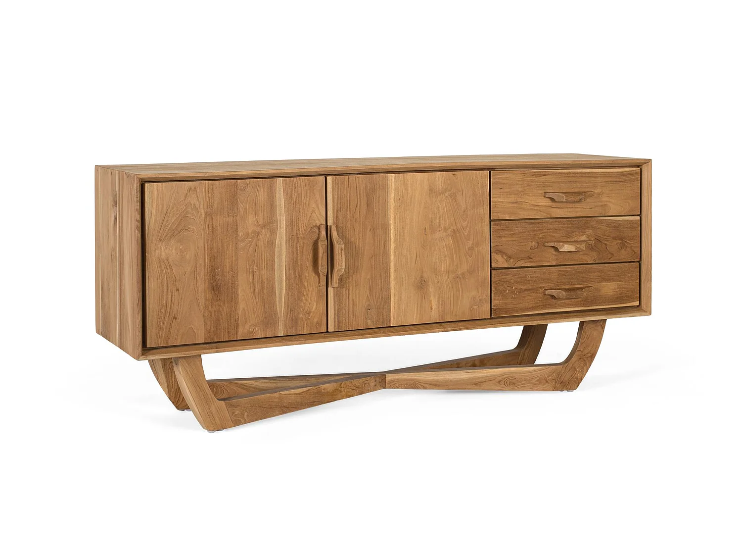 Meuble TV en bois de teck 66 cm x 150 cm x 40 cm