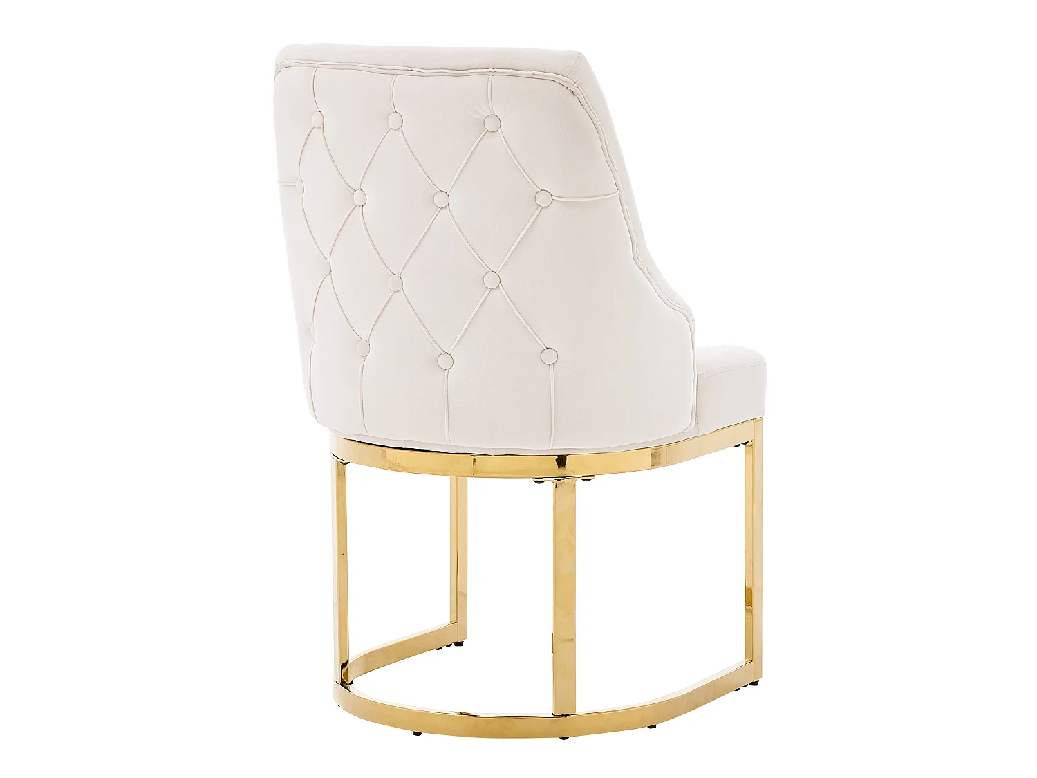 Set mit 4 Esszimmerstühlen - Moderner Stil - Goldbeschichtete Füße - Samtstoff - Beige und Gold