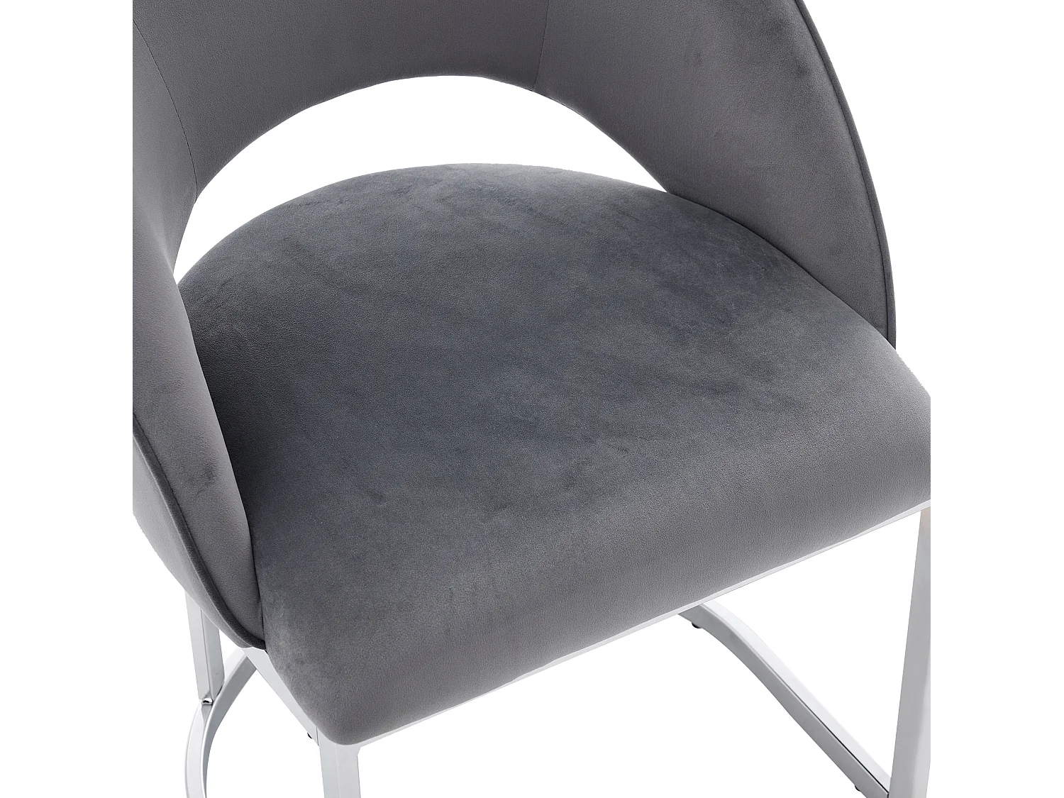 Lot de 4 chaises de salle à manger - Style moderne - Pieds plaqués or - Tissu en bouclé - Gris et argent