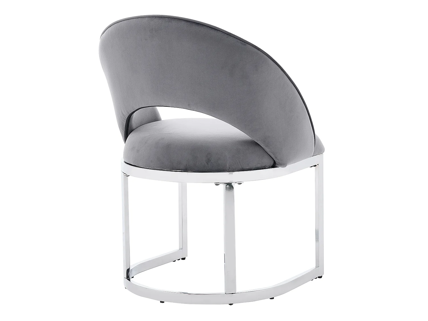 Lot de 2 chaises de salle à manger - Style moderne - Pieds plaqués or - Tissu en bouclé - Gris et argent