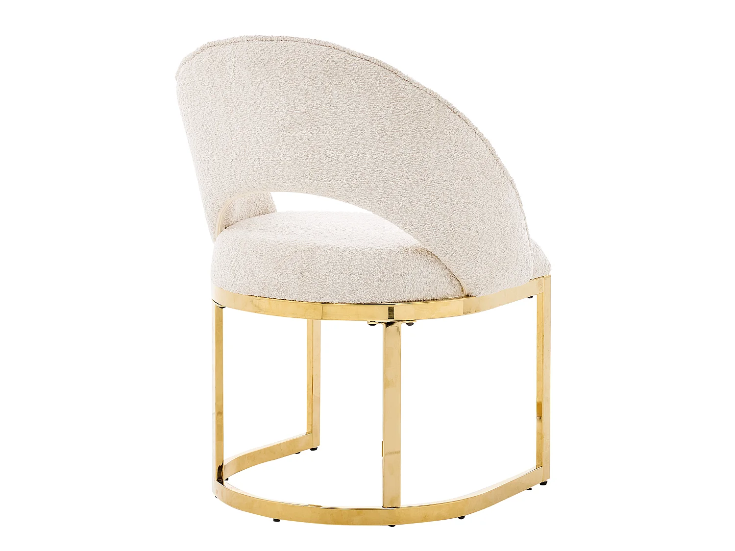 Lot de 2 chaises de salle à manger - Style moderne - Pieds plaqués or - Tissu en bouclé - Beige et doré
