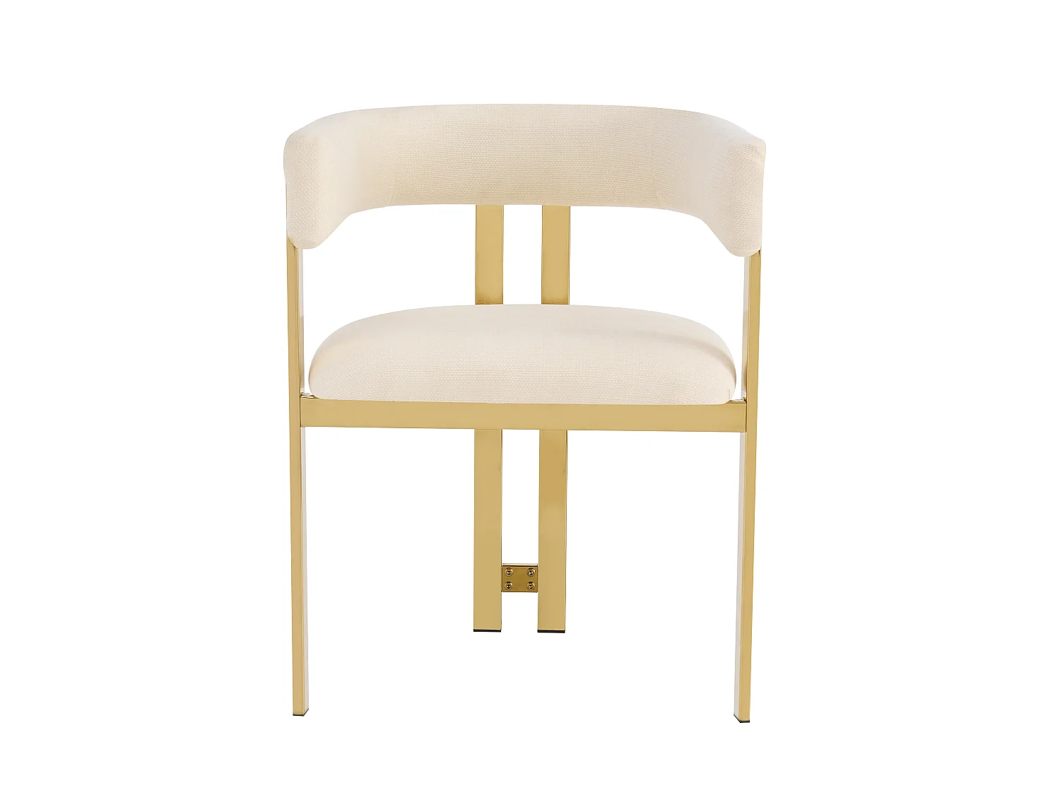 Lot de 4 chaises de salle à manger - Style moderne - Pieds de chaise plaqués or - Tissu chenille - confortable et respirant - Beige et or