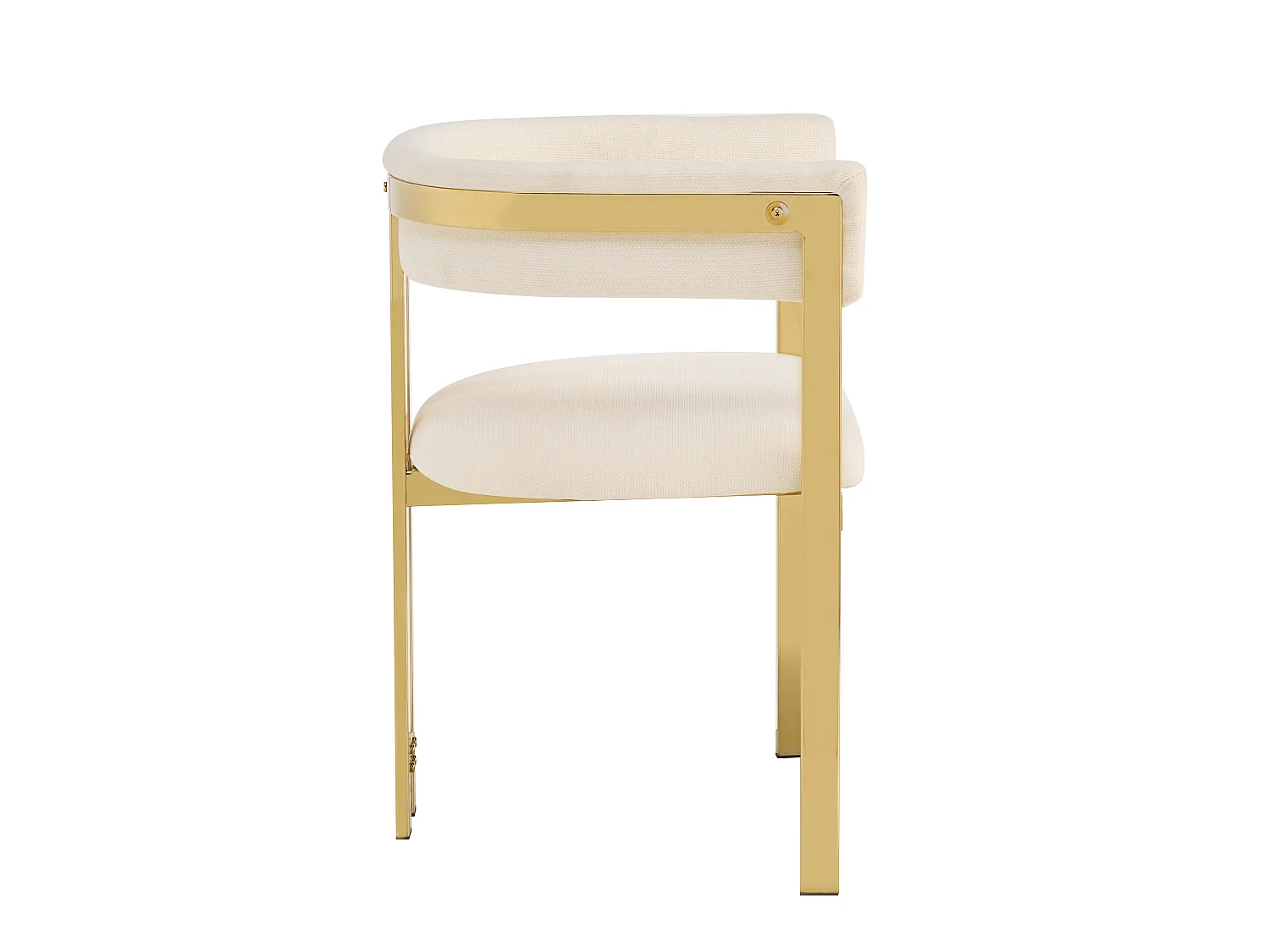 Lot de 4 chaises de salle à manger - Style moderne - Pieds de chaise plaqués or - Tissu chenille - confortable et respirant - Beige et or