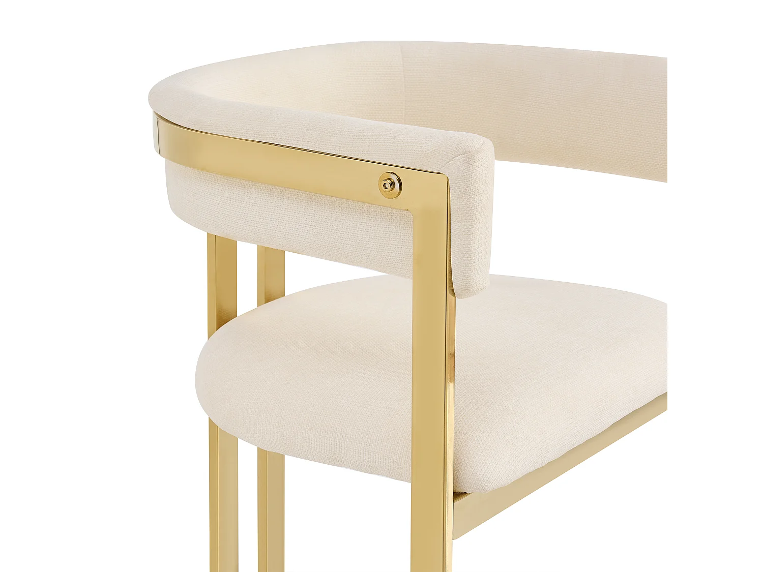 Lot de 4 chaises de salle à manger - Style moderne - Pieds de chaise plaqués or - Tissu chenille - confortable et respirant - Beige et or