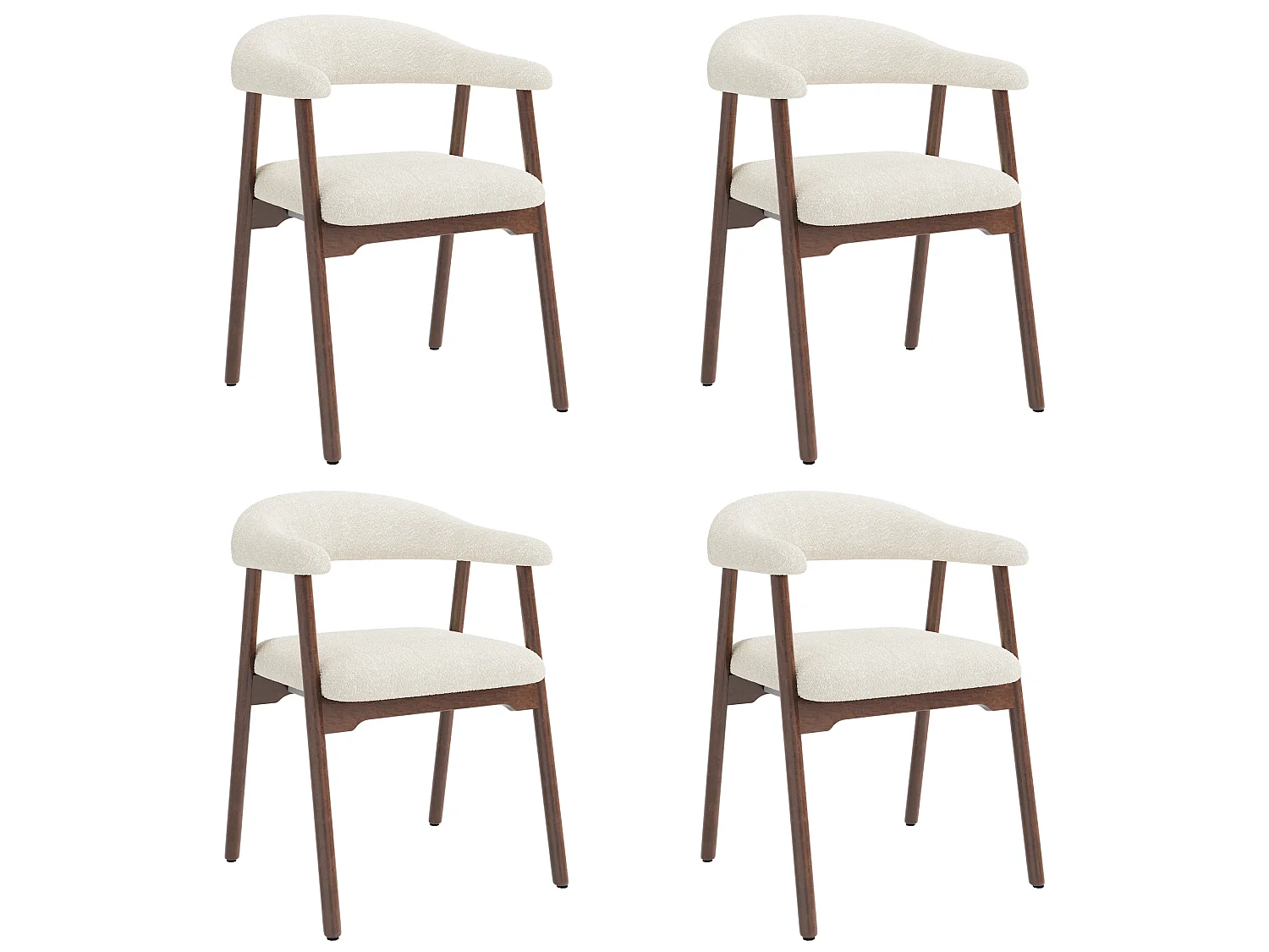 Set mit 4 Esszimmerstühlen - massive Holzstuhlbeine - Schlingenstoff - bequem und atmungsaktiv - Beige + Braun